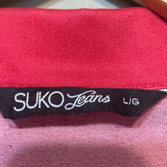 SUKO JEANS Red Denim Jean Jacket - Picture 4 of 6